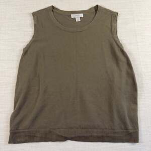CJ Banks Olive Green Sleeveless Knit Sweater Vest Shell Size 1X